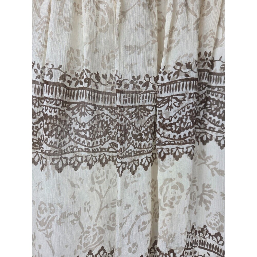 Jones New York Signature Silk Skirt Women Medium Cream Brown Boho Floral Midi - Picture 3 of 7
